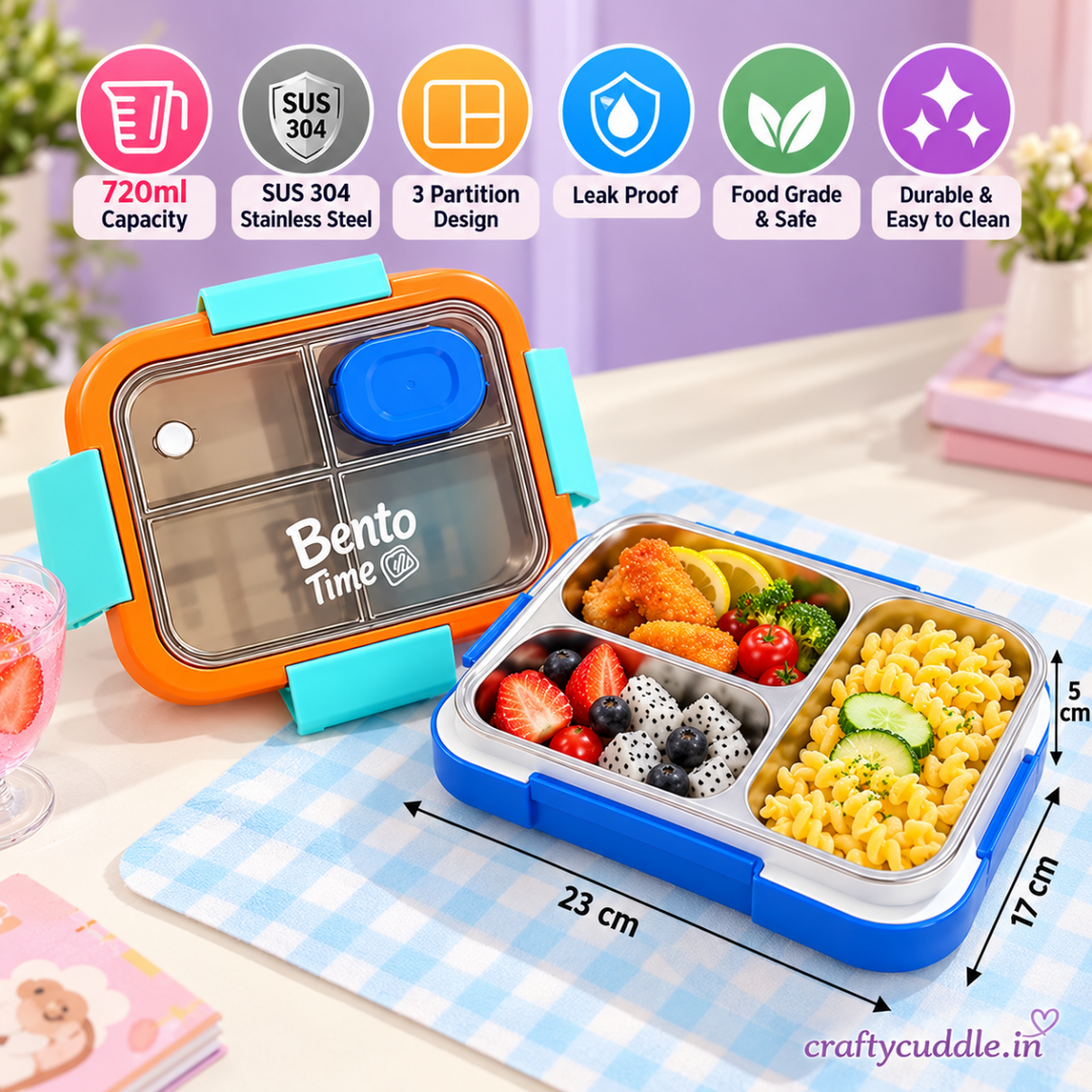 Bento Time – 3-Compartment Lunch BoxlunchboxCrafty CuddleBento Time – 3-Compartment Lunch BoxOrange