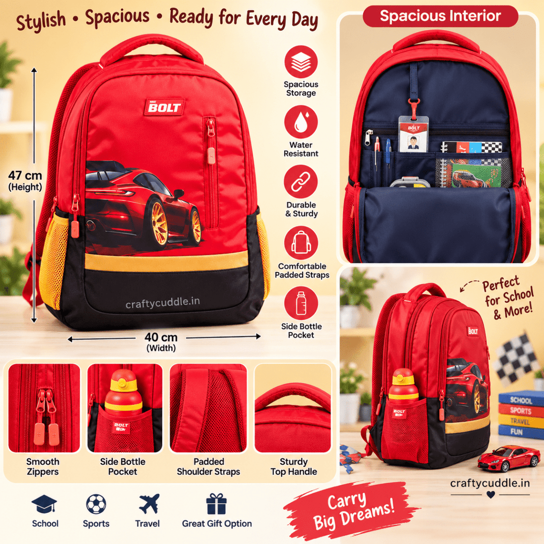Car Print School BackpackKids BagsCrafty CuddleCar Print School BackpackRedKidsBackpack SchoolBackpack KidsSchoolBag CarPrintBackpack KidsBag SchoolEssentials BackToSchool BoysBackpack GirlsBackpack KidsAccessories