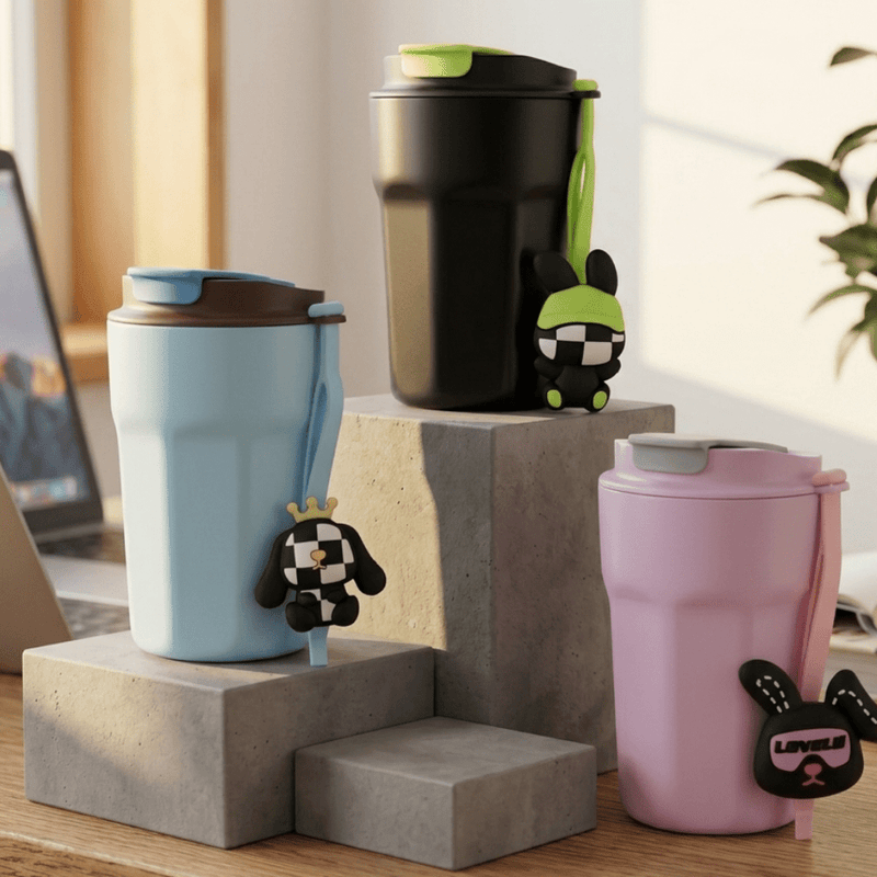 Cartoon Charm Insulated Coffee Tumbler