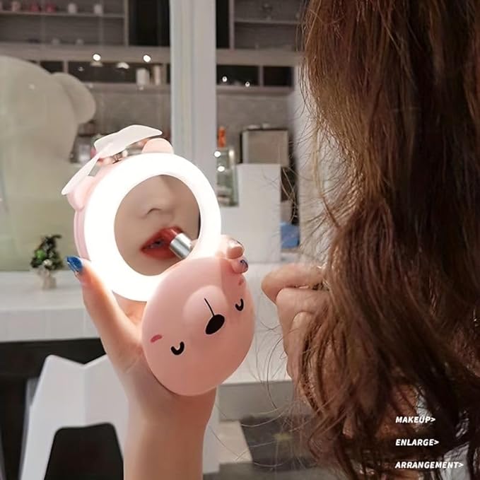 "💄✨ Cartoon Cosmetic Mirror Fan with Light 🌟 - Cute &amp; Practical!"CRAFTY CUDDLE"💄✨ Cartoon Cosmetic Mirror Fan with Light 🌟 - Cute &amp; Practical!"Mini Fan