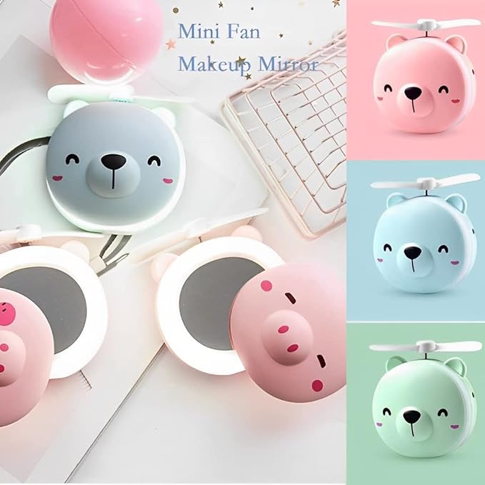 "💄✨ Cartoon Cosmetic Mirror Fan with Light 🌟 - Cute &amp; Practical!"CRAFTY CUDDLE"💄✨ Cartoon Cosmetic Mirror Fan with Light 🌟 - Cute &amp; Practical!"Mini Fan