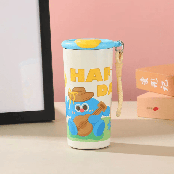 Cartoon Print Leakproof FlaskCartoon Kids Water BottleCrafty CuddleColorful tumbler with cartoon character and &