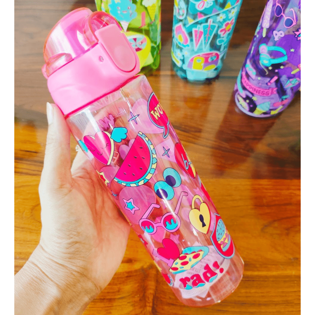 Colorful Kids Water Bottle with Fun PrintsLeakproof Water BottleCRAFTY CUDDLEColorful Kids Water Bottle with Fun Printspink