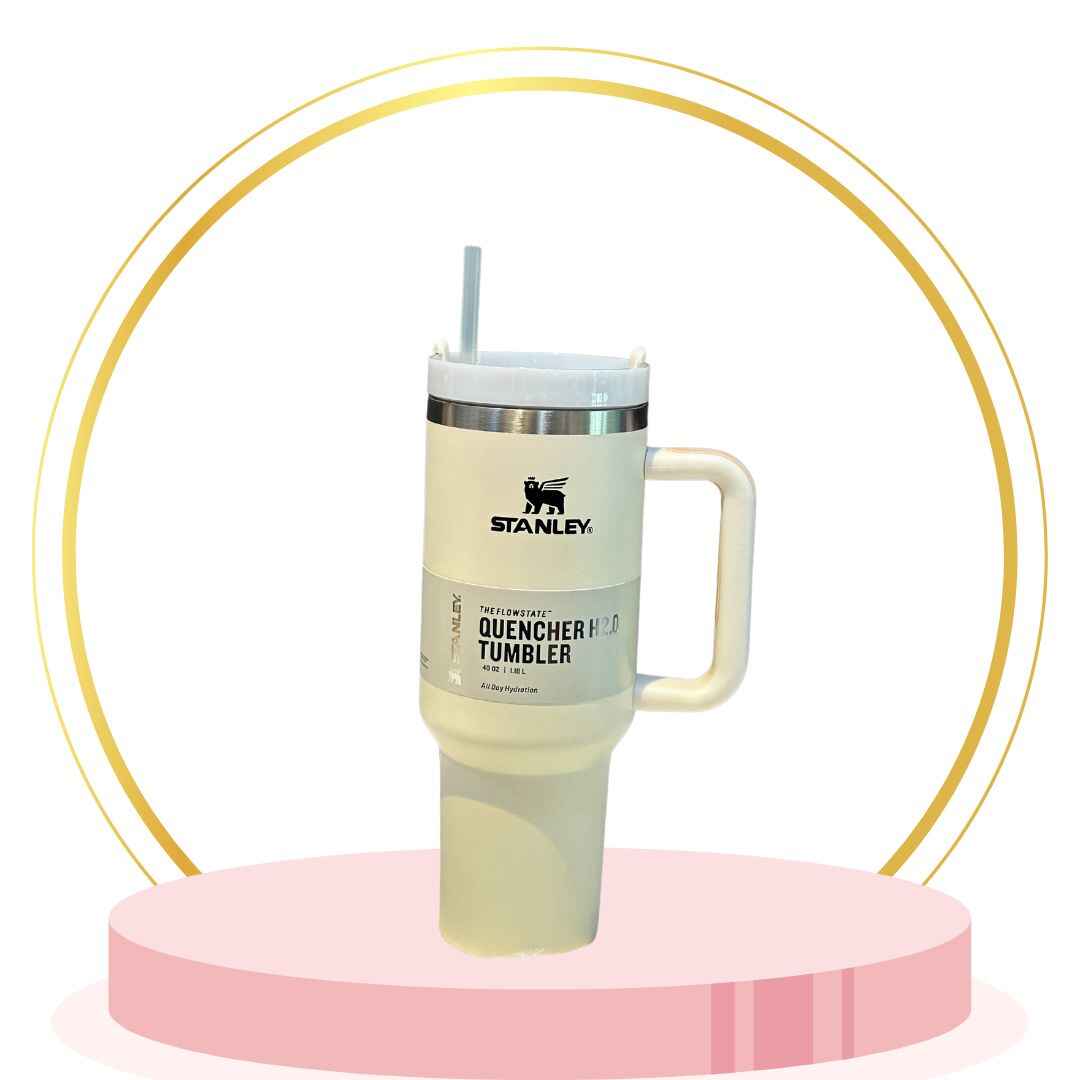 24 oz rose matte Stanley tumbler with leakproof lid and vacuum insulation, ideal for long trips.