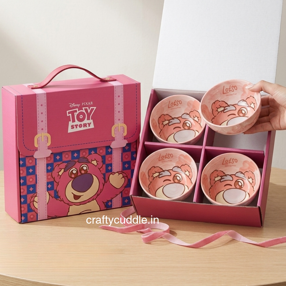 4-Piece Cartoon Bowl Set with Gift Box