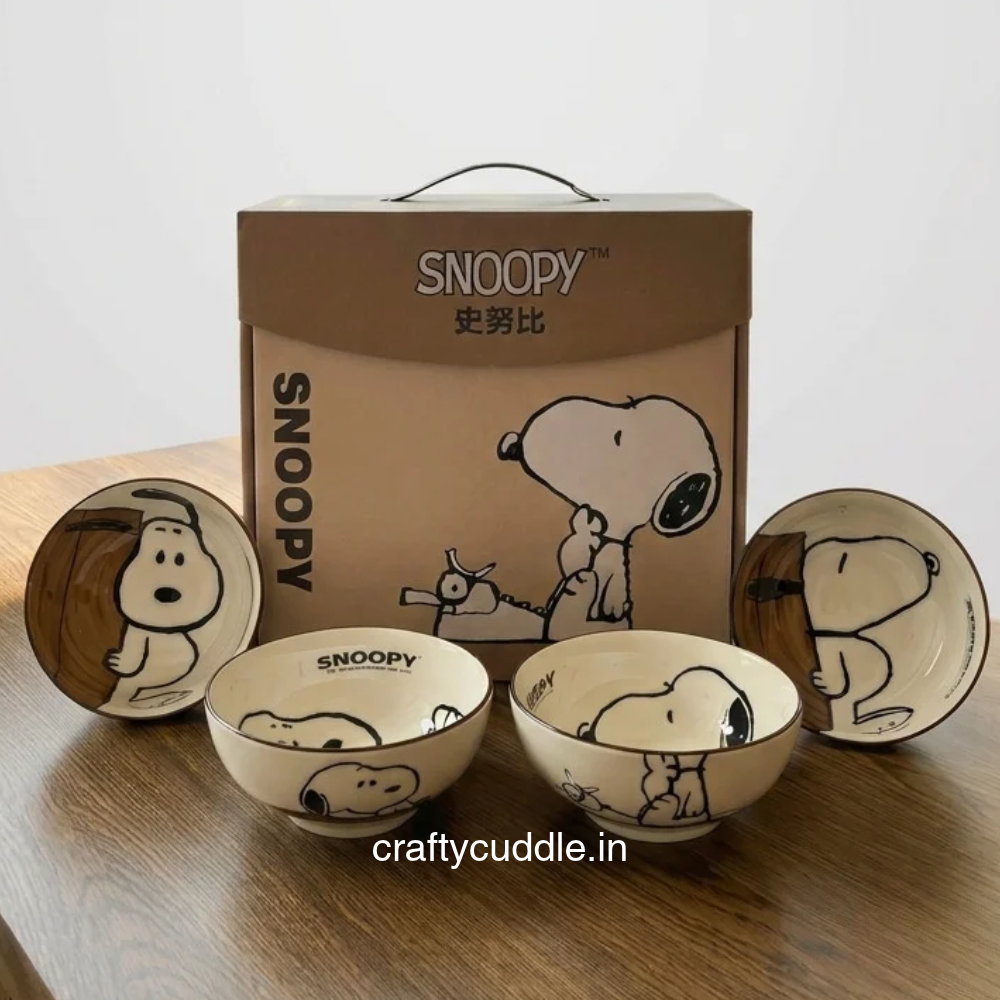 4-Piece Cartoon Bowl Set with Gift Box