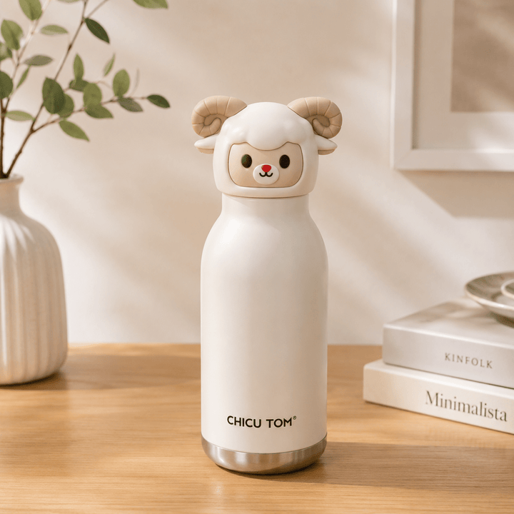 Cute Animal Water BottleCartoon Kids Water BottleCrafty CuddleCute Animal Water BottleFluffy SheepCuteWaterBottle KidsWaterBottle ThermosFlask InsulatedBottle StainlessSteelBottle BackToSchoolEssentials CuteStationery KidsLifestyle ReusableBottle ChicuTomStationeryAddict