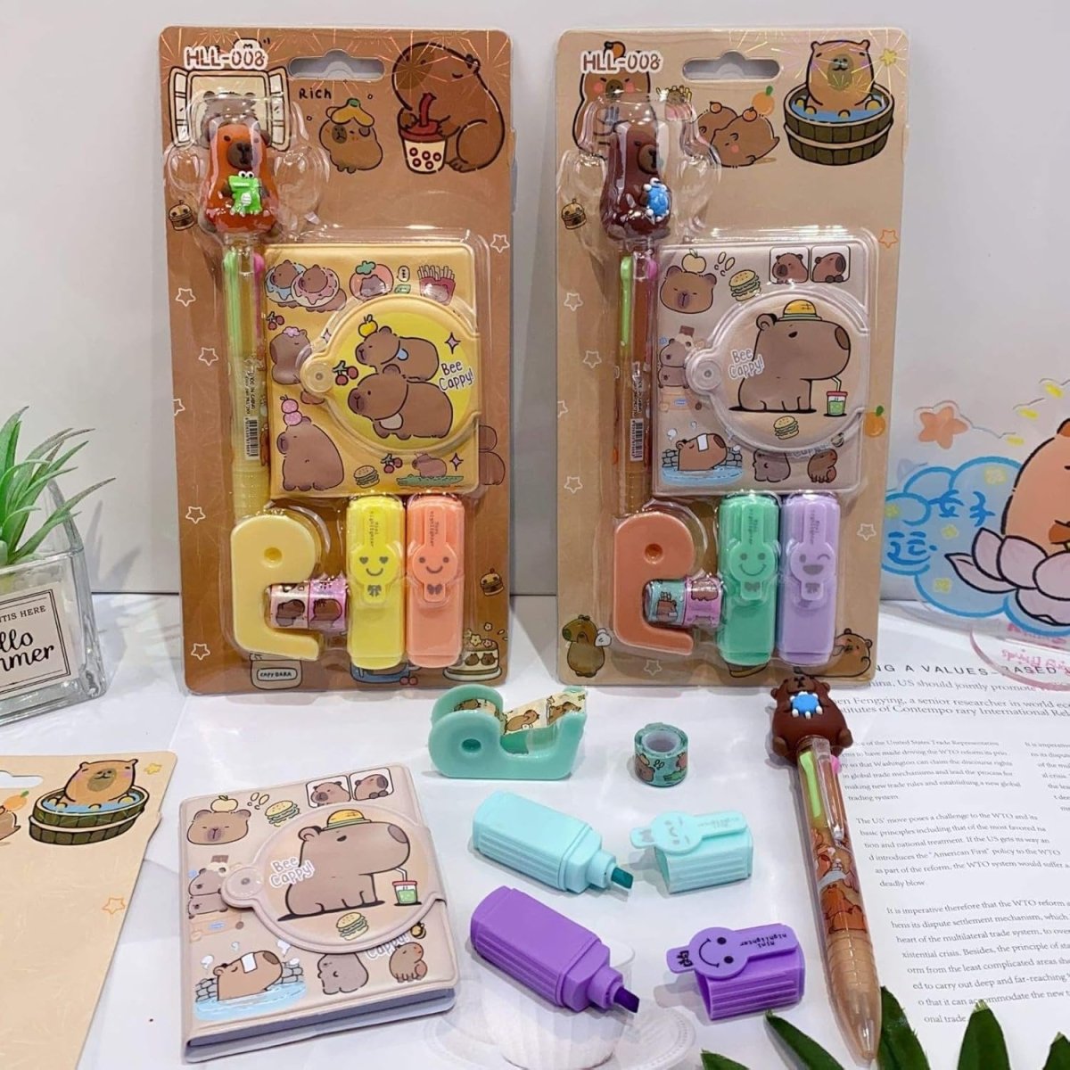 Cute Bear Kids Stationery Gift SetStationery SetsCRAFTY CUDDLEKawaii stationery items with cartoon characters on a white surface2AnimeStationeryBackToSchoolEssentials