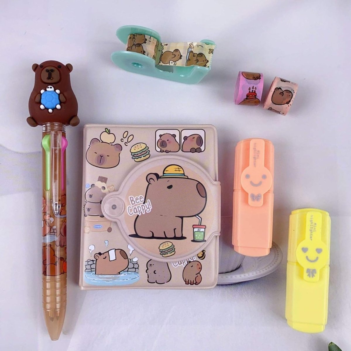 Cute Bear Kids Stationery Gift SetStationery SetsCRAFTY CUDDLECollection of stationery items including a pen, notebook, and clips on a white background1AnimeStationeryBackToSchoolEssentials