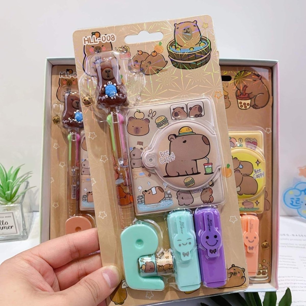 Cute Bear Kids Stationery Gift SetStationery SetsCRAFTY CUDDLEPackaged stationery items with cartoon animal designs held by a hand.1AnimeStationeryBackToSchoolEssentials
