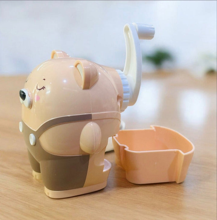Cute Bear Manual Pencil SharpenerStationery > Erasers &amp; SharpenersCRAFTY CUDDLECute animal - shaped sharpener with a shaving container on a wooden surfaceBrownBearStationery CuteStationery KidsStationery PencilSharpener CartoonStationery SchoolSupplies BackToSchool StudyEssentials StationeryAddict ReturnGiftIdeas