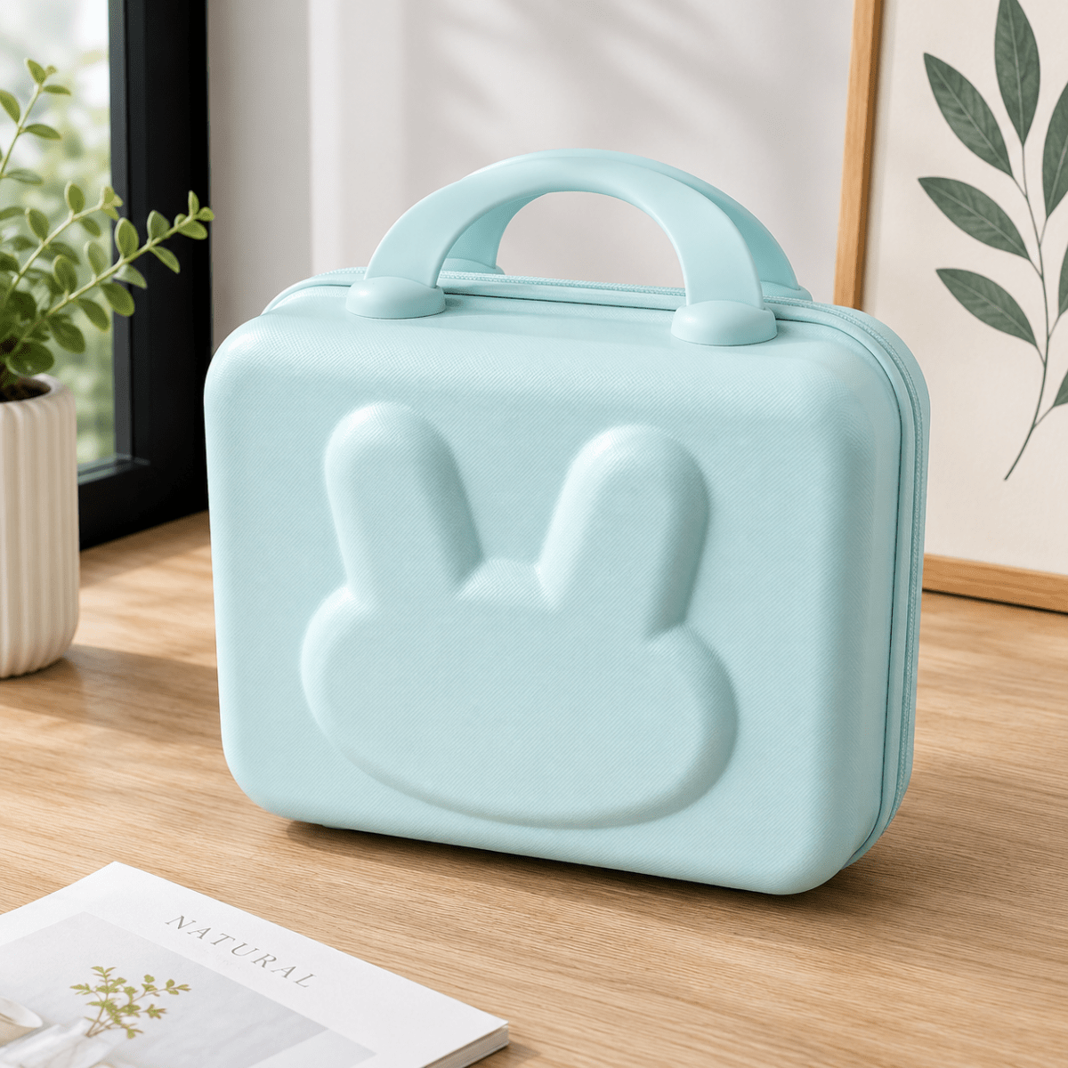 Cute Bunny Hard Shell Storage Case with HandleTravel BagsCrafty CuddleCute Bunny Hard Shell Storage Case with HandleSky BlueTravelOrganizer MultipurposeOrganizer StorageCase TravelEssentials KidsOrganizer StationeryStorage MakeupOrganizer PortableOrganizer HardShellCase TravelStorage