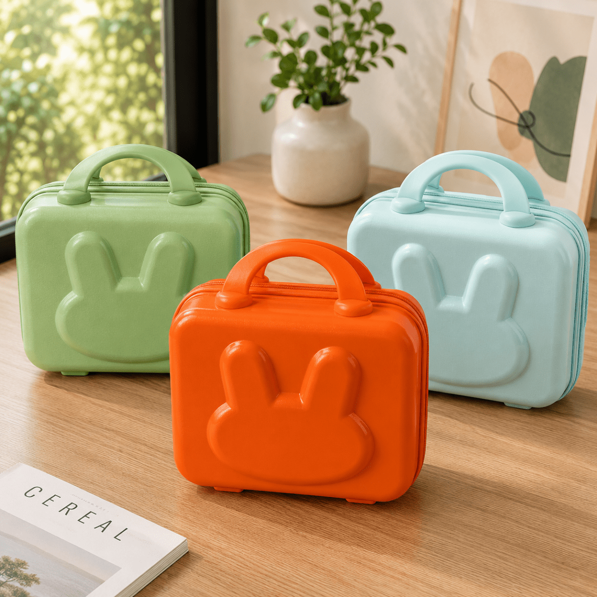 Cute Bunny Hard Shell Storage Case with HandleTravel BagsCrafty CuddleCute Bunny Hard Shell Storage Case with HandleOrangeTravelOrganizer MultipurposeOrganizer StorageCase TravelEssentials KidsOrganizer StationeryStorage MakeupOrganizer PortableOrganizer HardShellCase TravelStorage