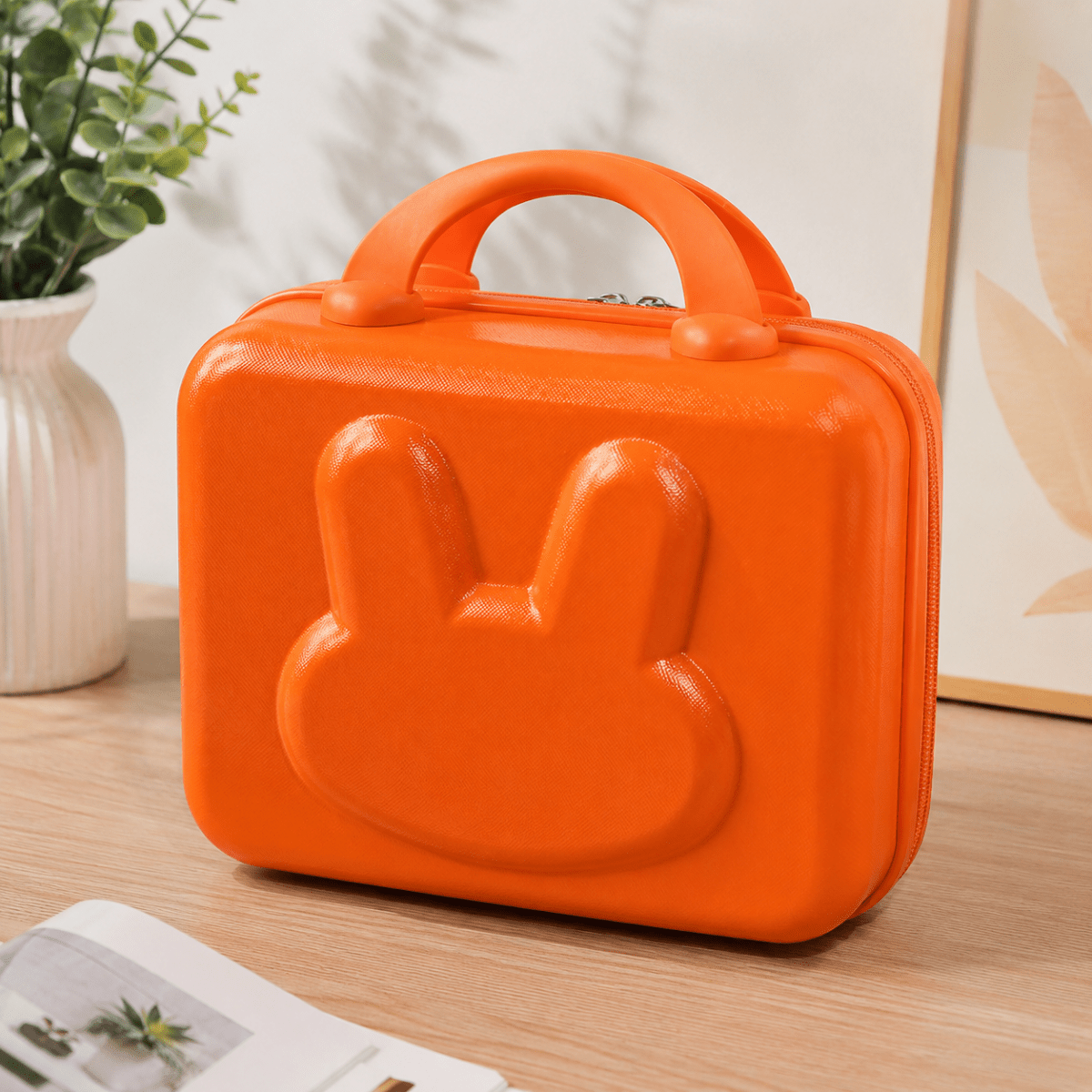 Cute Bunny Hard Shell Storage Case with HandleTravel BagsCrafty CuddleCute Bunny Hard Shell Storage Case with HandleOrangeTravelOrganizer MultipurposeOrganizer StorageCase TravelEssentials KidsOrganizer StationeryStorage MakeupOrganizer PortableOrganizer HardShellCase TravelStorage