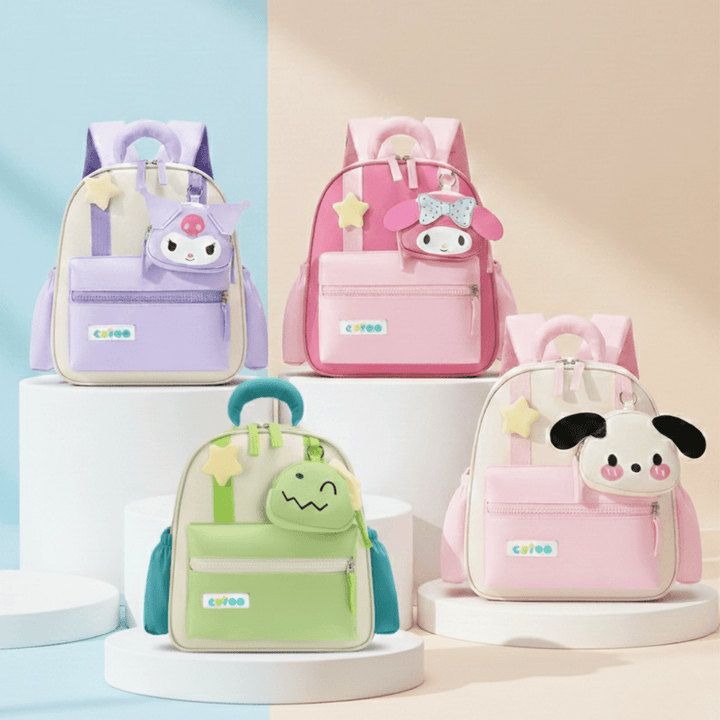 Cute Cartoon Backpack with Mini PouchKids BagsCRAFTY CUDDLEFour colorful children&