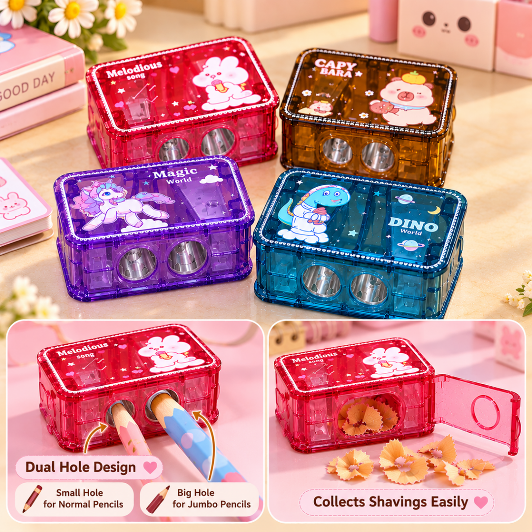 Cute Cartoon Rectangle Dual-Hole Sharpener (1Pc)Stationery > Erasers &amp; SharpenersCrafty CuddleCute Cartoon Rectangle Dual-Hole Sharpener (1Pc)Rectangle Sharpener (5895-B)