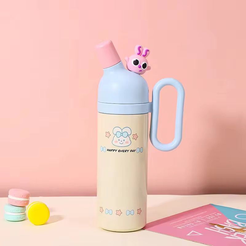 Cute Cartoon Stainless Steel Water Bottle with HandleCartoon Kids Water BottleCrafty CuddleChildren&