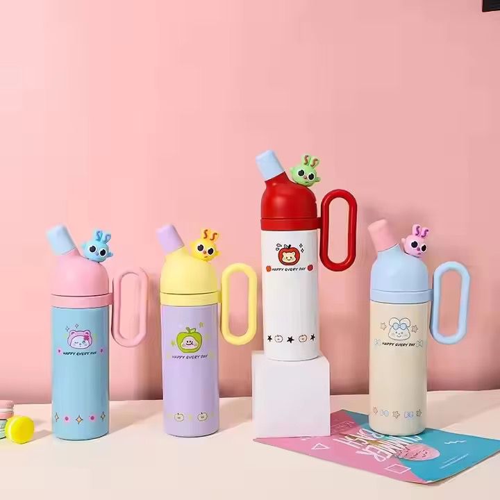 Cute Cartoon Stainless Steel Water Bottle with Handle