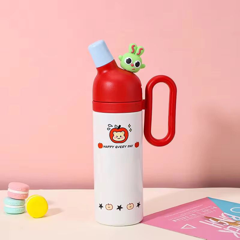 Cute Cartoon Stainless Steel Water Bottle with HandleCartoon Kids Water BottleCrafty CuddleChildren&