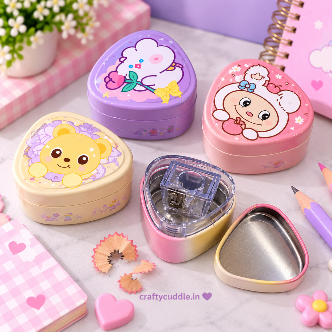 Cute Cartoon Triangle Pencil SharpenerStationery > Erasers &amp; SharpenersCrafty CuddleCute Cartoon Triangle Pencil Sharpener