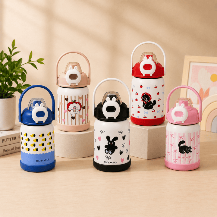 Cute Cartoon Water BottleCartoon Kids Water BottleCrafty CuddleSet of colorful children&