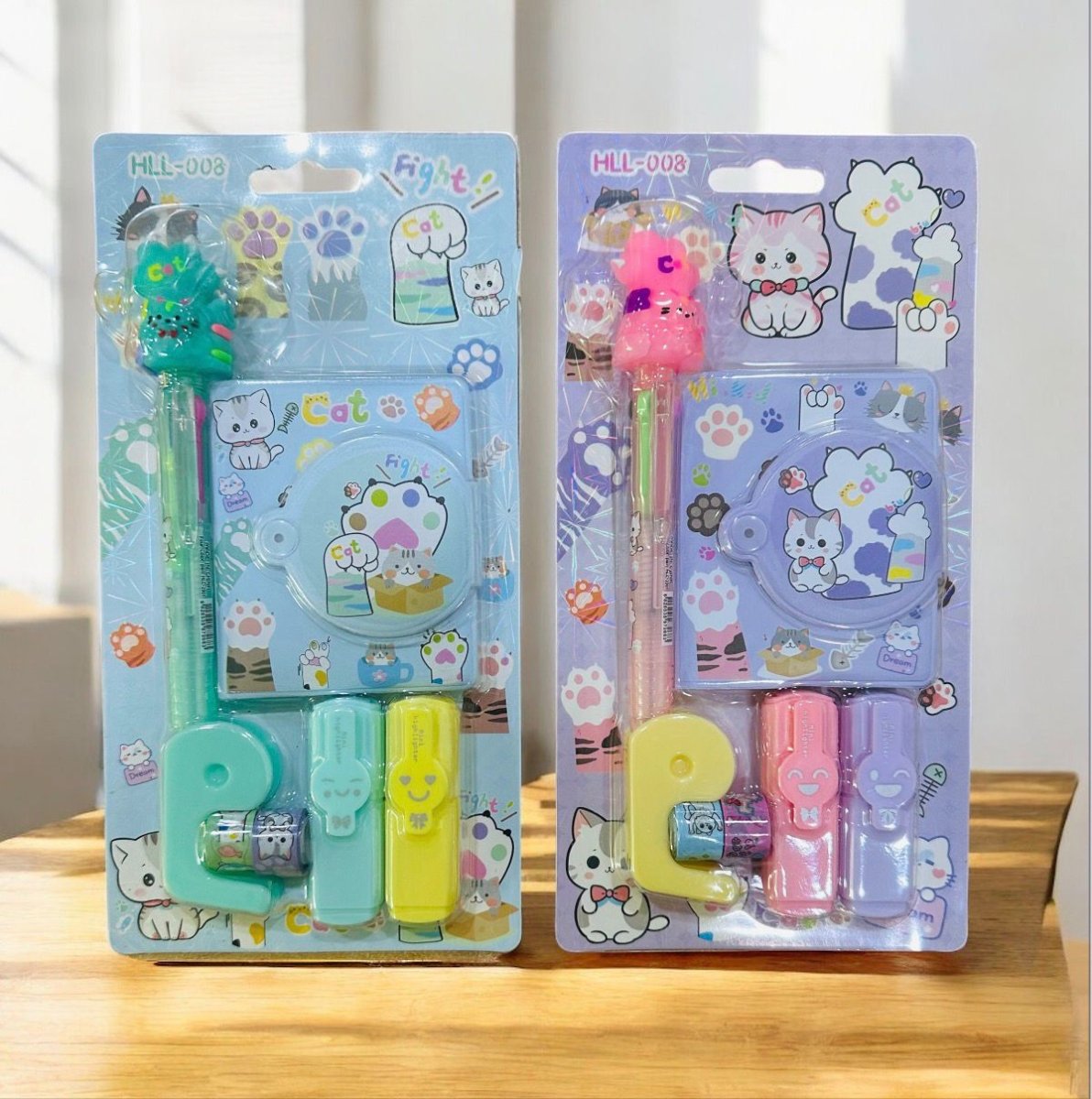 Cute Cat Kids Stationery Gift SetStationery SetsCRAFTY CUDDLETwo packages of stationery sets with cartoon designs on a wooden surface.Pack of 2 (Purple & Green)kidsstationery cutestationery schoolsupplies backtoschool stationerylove cartoonstationery kawaiistationery kidsgifts returngifts studentessentials stationeryshop creativekids schoolessentials giftideasforkids trendingproducts shopnow