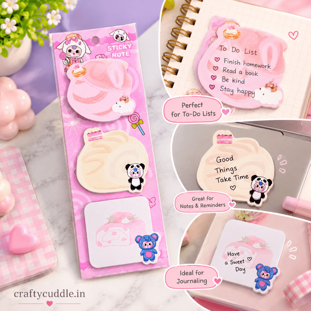 Cute Dessert &amp; Kawaii Character Sticky Notes (1 Pack)Sticky NotesCrafty CuddleCute Dessert &amp; Kawaii Character Sticky Notes (1 Pack)A12-4\