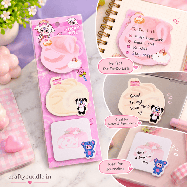 Cute Dessert &amp; Kawaii Character Sticky Notes (1 Pack)Sticky NotesCrafty CuddleCute Dessert &amp; Kawaii Character Sticky Notes (1 Pack)A12-4\