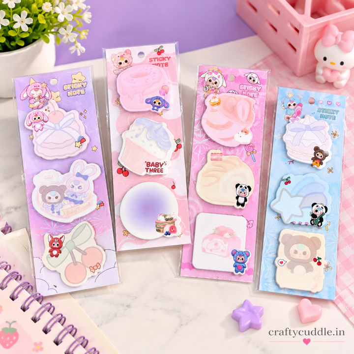 Cute Dessert &amp; Kawaii Character Sticky Notes (1 Pack)Sticky NotesCrafty CuddleCute Dessert &amp; Kawaii Character Sticky Notes (1 Pack)A12-4\