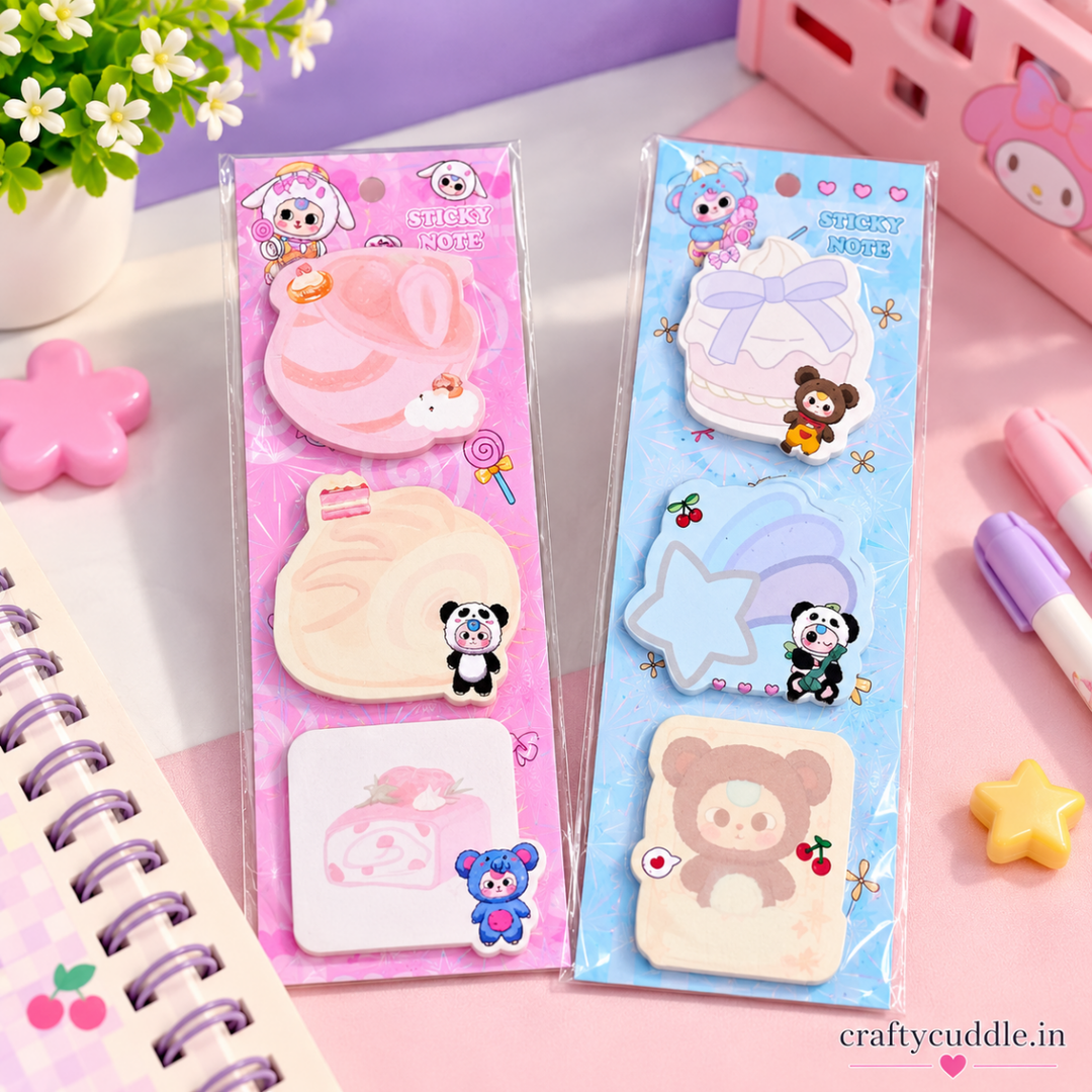 Cute Dessert &amp; Kawaii Character Sticky Notes (1 Pack)Sticky NotesCrafty CuddleCute Dessert &amp; Kawaii Character Sticky Notes (1 Pack)A12-4\
