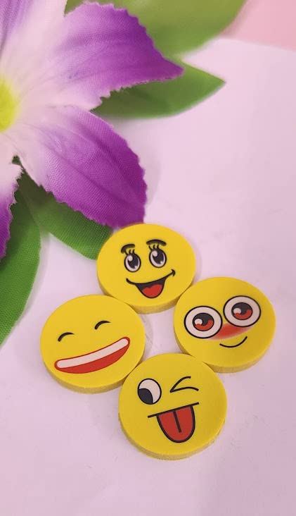 "😊 Cute Emoji Erasers 😍 - Pack of 4 Fun & Colorful Designs!"