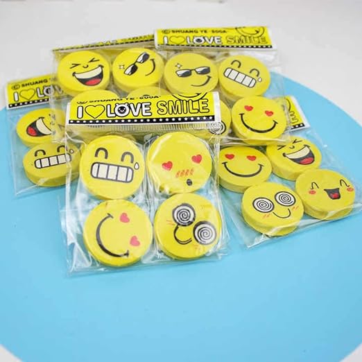 "😊 Cute Emoji Erasers 😍 - Pack of 4 Fun & Colorful Designs!"