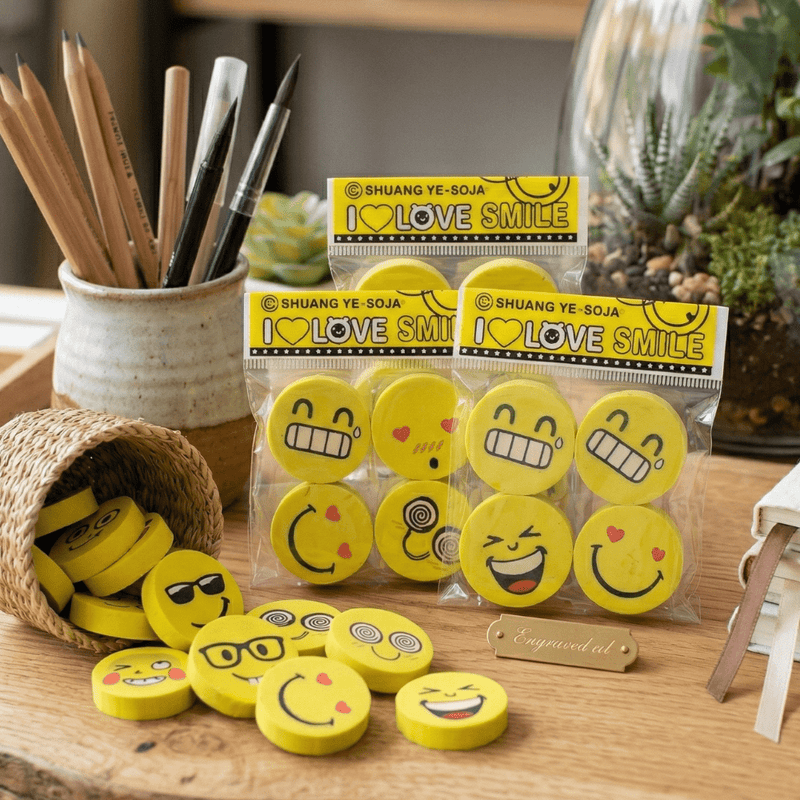 Cute Emoji Erasers - Pack of 4