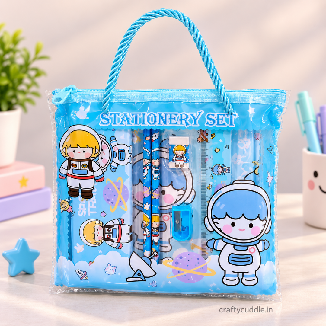 Cute Kids Stationery Gift Set with Pencil PouchStationery SetsCrafty CuddleCute Kids Stationery Gift Set with Pencil PouchBlue