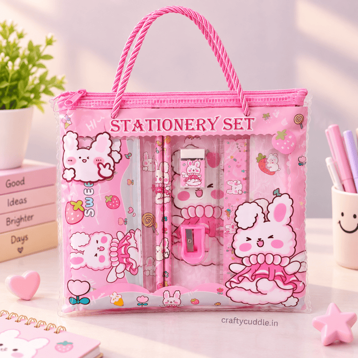 Cute Kids Stationery Gift Set with Pencil PouchStationery SetsCrafty CuddleCute Kids Stationery Gift Set with Pencil PouchPink