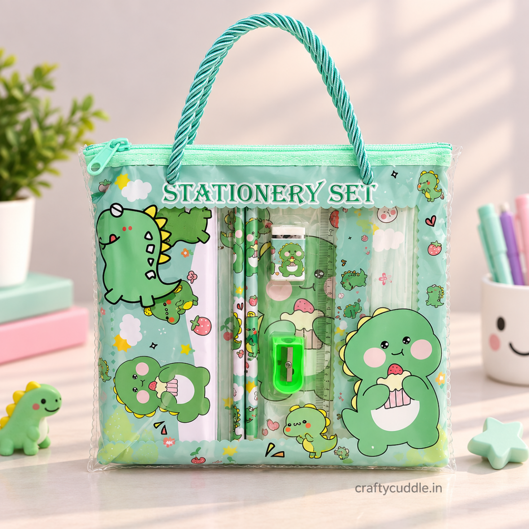 Cute Kids Stationery Gift Set with Pencil PouchStationery SetsCrafty CuddleCute Kids Stationery Gift Set with Pencil PouchGreen