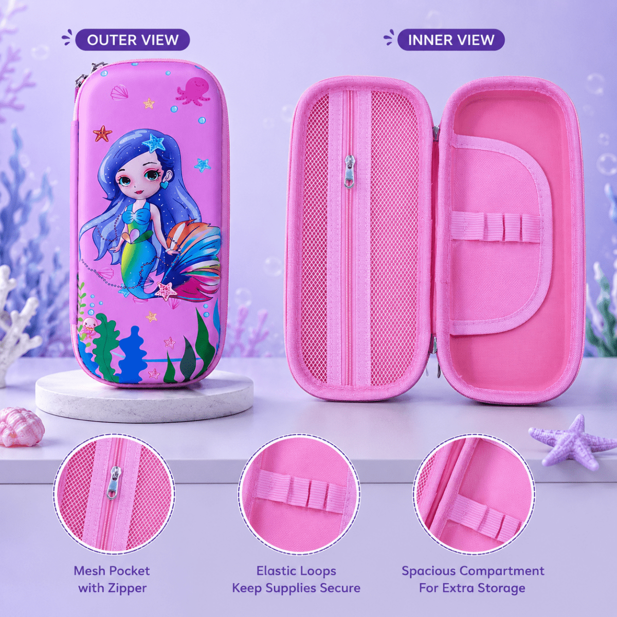 Cute Mermaid Hard Shell Pencil CasePencil PouchCrafty CuddleCute Mermaid Hard Shell Pencil CaseMermaidPencilCase HardShellPencilCase KidsStationery CuteStationery PencilBox SchoolSupplies BackToSchool StationeryLover GirlsAccessories CraftyCuddleStationeryAddict