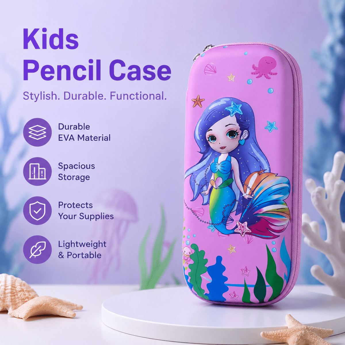Cute Mermaid Hard Shell Pencil CasePencil PouchCrafty CuddleCute Mermaid Hard Shell Pencil CaseMermaidPencilCase HardShellPencilCase KidsStationery CuteStationery PencilBox SchoolSupplies BackToSchool StationeryLover GirlsAccessories CraftyCuddleStationeryAddict