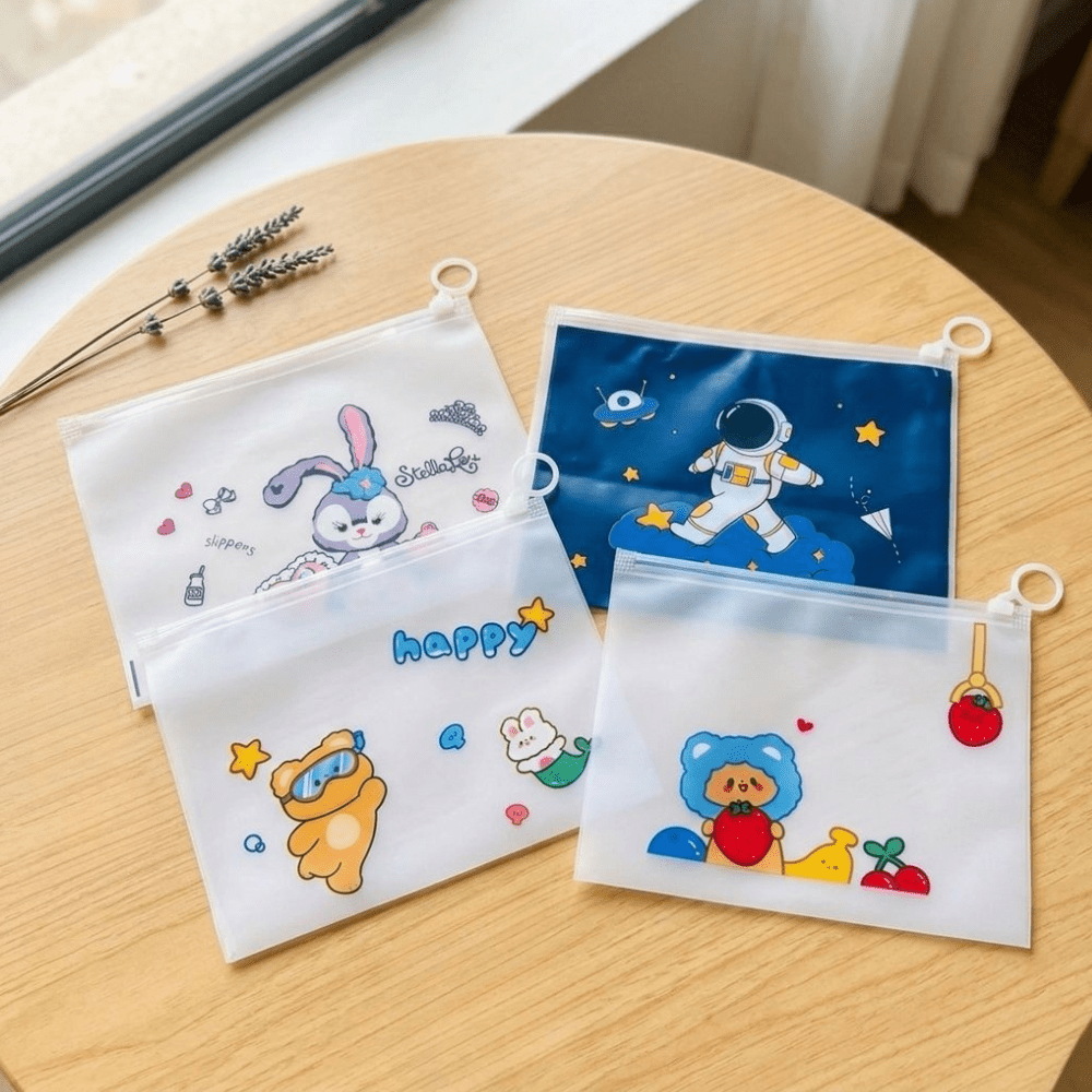 Cute Mini Cartoon Zipper PouchPencil PouchCrafty CuddleSet of small pouches with cartoon designs on a wooden surface1MiniPouch CuteStationery CartoonPouch KidsPouch CoinPouch StationeryLovers CuteAccessories KidsStationery SmallOrganizer KawaiiStationery