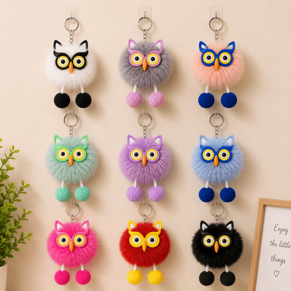 Cute Owl Fur Ball KeychainFluffy Cute keychainCrafty CuddleCute Owl Fur Ball KeychainPinkCute Owl KeychainFur Keychain