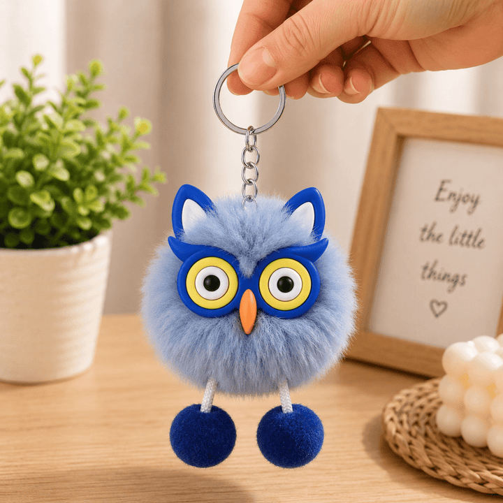 Cute Owl Fur Ball KeychainFluffy Cute keychainCrafty CuddleCute Owl Fur Ball KeychainBlueCute Owl KeychainFur Keychain