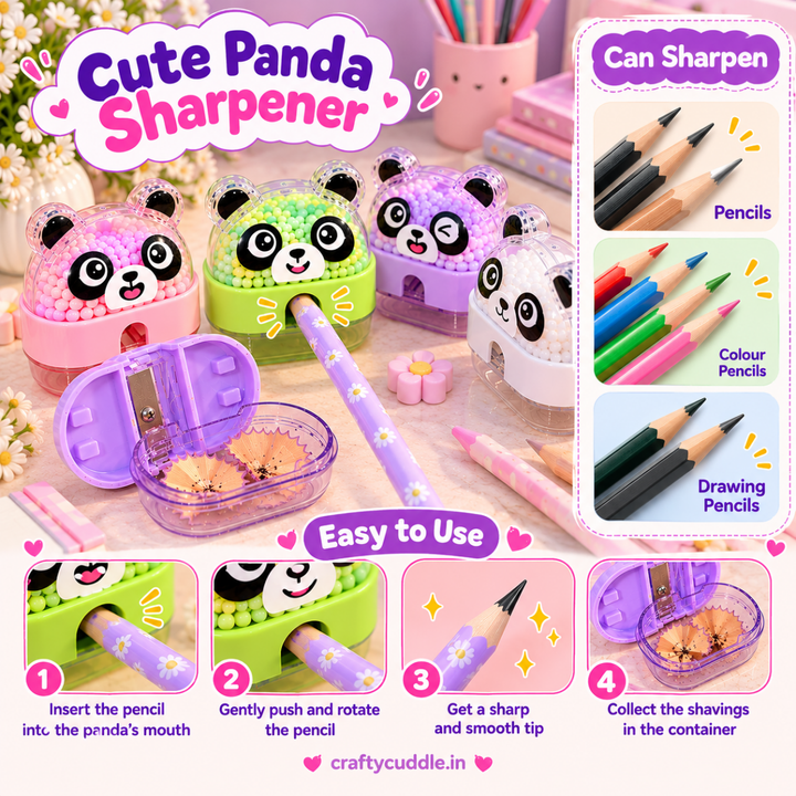 Cute Panda Bead Pencil Sharpener (1Pc)Stationery > Erasers &amp; SharpenersCrafty CuddleCute Panda Bead Pencil Sharpener (1Pc)Panda Sharpener (5894)