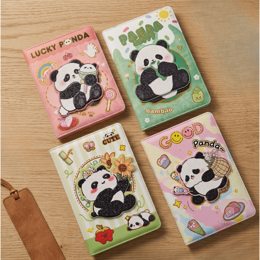 Cute Panda Theme Diary for Kids &amp; TeensDiaryCrafty CuddleFour panda - themed diaries on a wooden surfacePandaDiary KawaiiStationery CuteNotebook PandaLovers JournalNotebook AestheticDiary KidsStationery DiaryForGirls CuteJournal StationeryAddictStationeryAddict