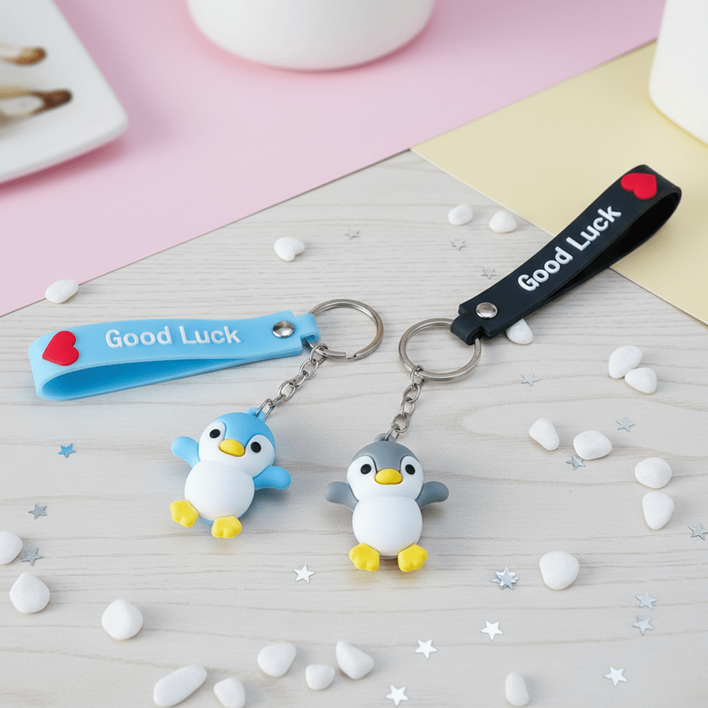 Cute Penguin KeychainKeychainsCRAFTY CUDDLETwo penguin keychains with &