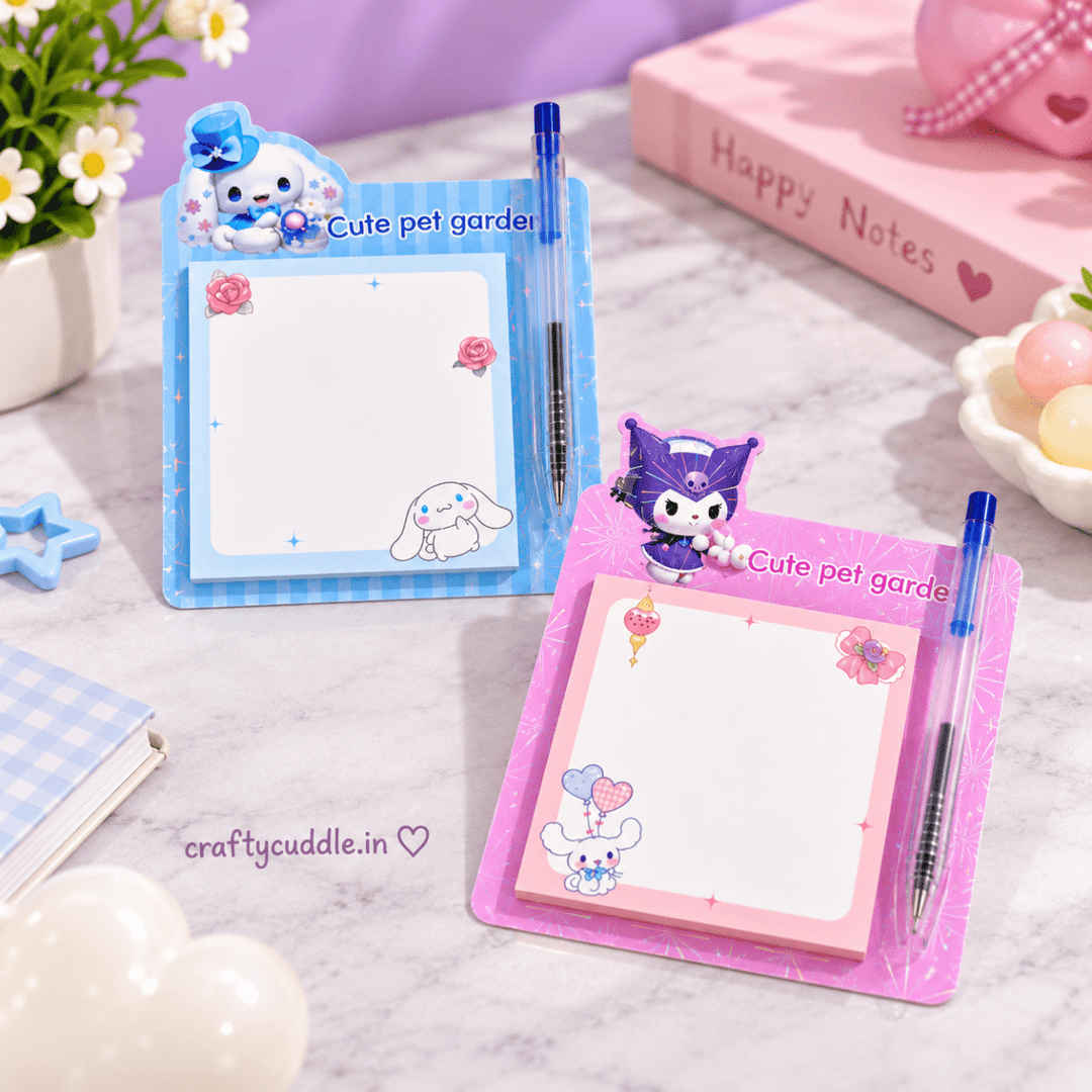 Cute Pet Garden Sticky Notes with PenSticky NotesCrafty CuddleCute Pet Garden Sticky Notes with Pen\