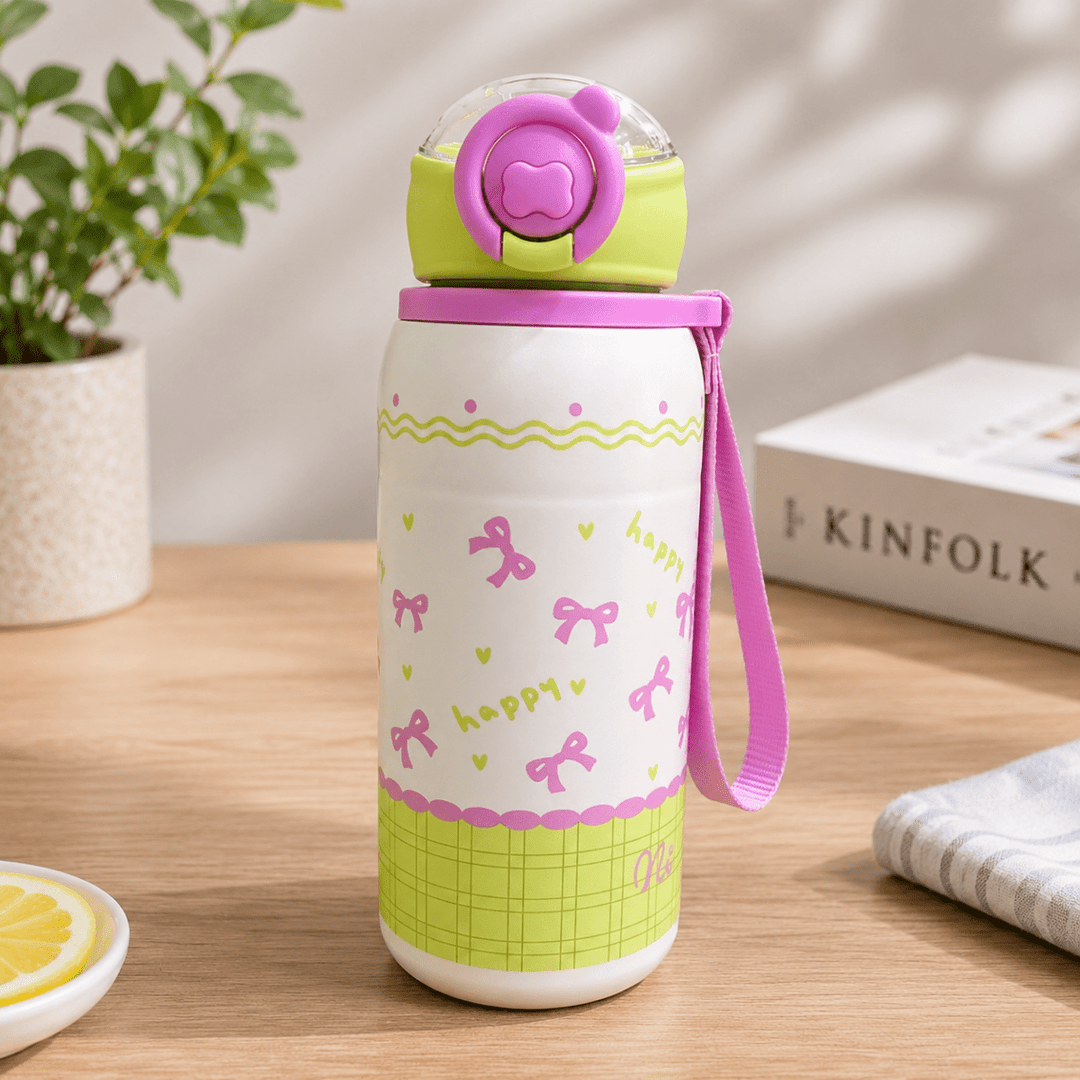 Cute Printed Thermos Bottle with Carry StrapCartoon Kids Water BottleCrafty CuddleCute Printed Thermos Bottle with Carry StrapGreen RibbonKidsWaterBottle InsulatedWaterBottle StainlessSteelBottle ThermosBottle SchoolWaterBottle LeakproofBottle StrawBottle KidsEssentials BackToSchool HydrationOnTheGoStationeryAddict