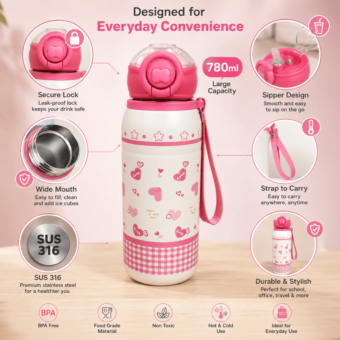 Cute Printed Thermos Bottle with Carry StrapCartoon Kids Water BottleCrafty CuddleCute Printed Thermos Bottle with Carry StrapGreen RibbonKidsWaterBottle InsulatedWaterBottle StainlessSteelBottle ThermosBottle SchoolWaterBottle LeakproofBottle StrawBottle KidsEssentials BackToSchool HydrationOnTheGoStationeryAddict
