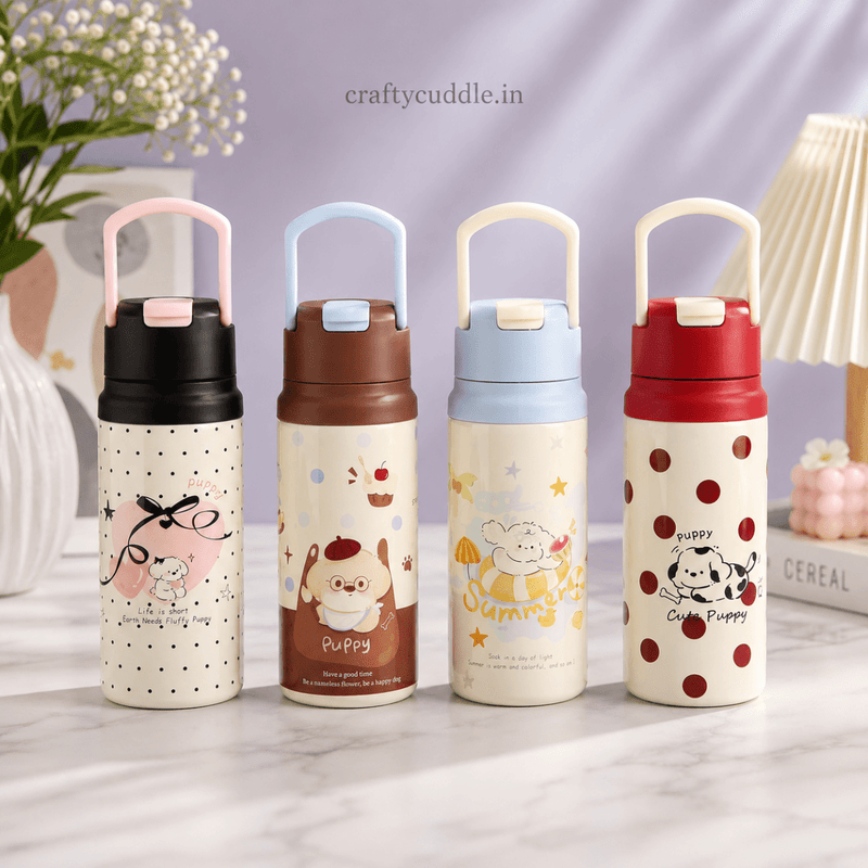 Cute Puppy 550ml Stainless Steel Sipper Bottle 550ml
