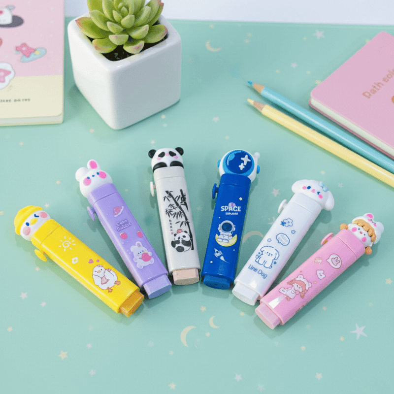 Cute Push-Pull Cartoon Erasers for Kids