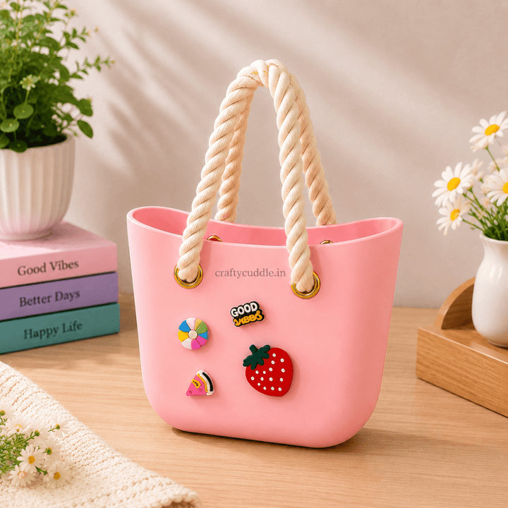 Cute Silicone Tote Bag with Charmscute charm bagCrafty CuddleCute Silicone Tote Bag with CharmsBaby PinkCuteToteBag SiliconeBag ToteBag CuteBags TrendyBags WomensBags FashionAccessories EverydayBag MiniTote KawaiiStyle AestheticBags CuteAccessories ShoppingBag StylishBags GiftForHer